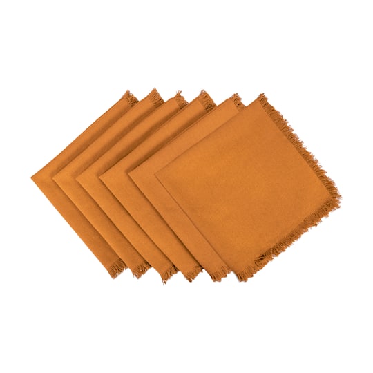DII® Solid Heavyweight Fringed Napkins, 6ct. in Pumpkin Spice | 20" x 20" | Michaels®